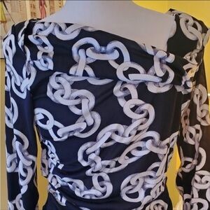 DIANE VON FURSTENBERG DVF silk long-sleeved chain print dress